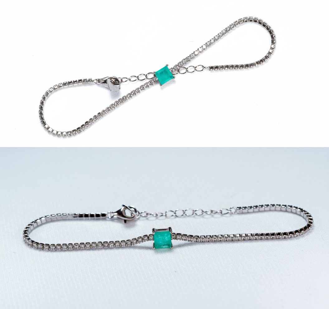 Green Essence bracelet at angle showing vitality symbolism and harmonious composition