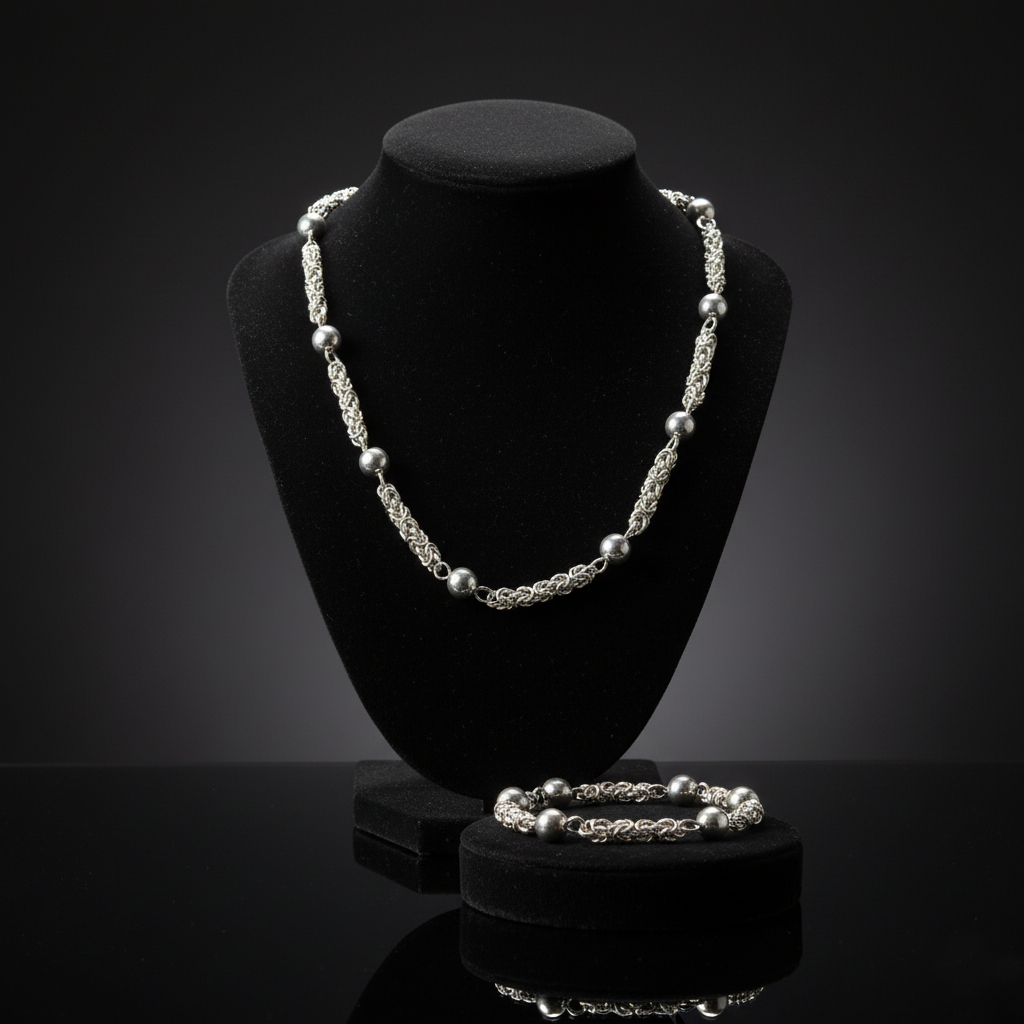 Detail macro Moon Path highlighting silver sphere brilliance and artisanal quality